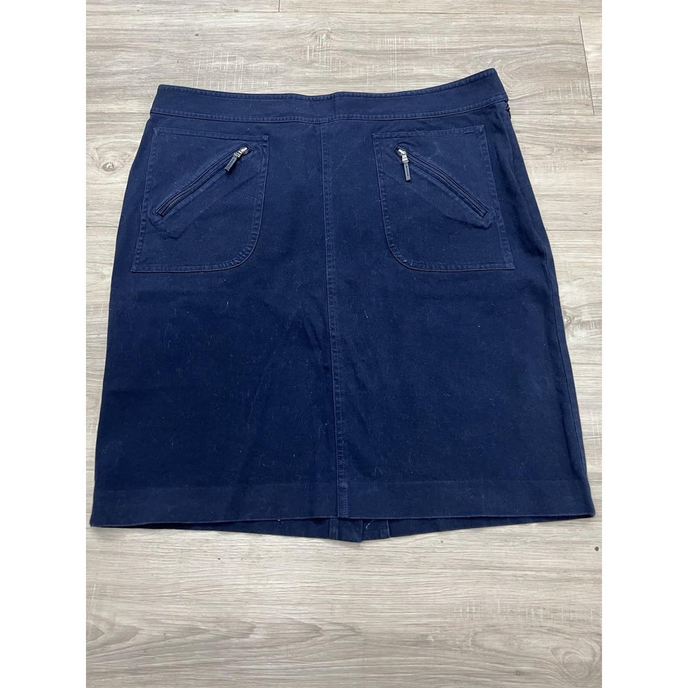 Lauren Ralph Lauren cotton navy blue straight skirt size 16‎